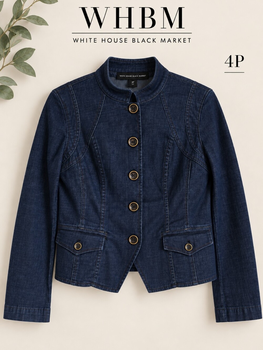 EUC WHBM Dark Wash Slim Fit Denim Jacket, 4P